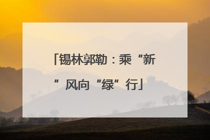 锡林郭勒：乘“新”风向“绿”行