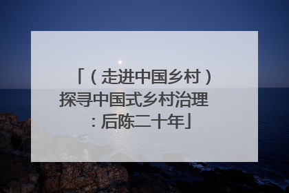 （走进中国乡村）探寻中国式乡村治理：后陈二十年